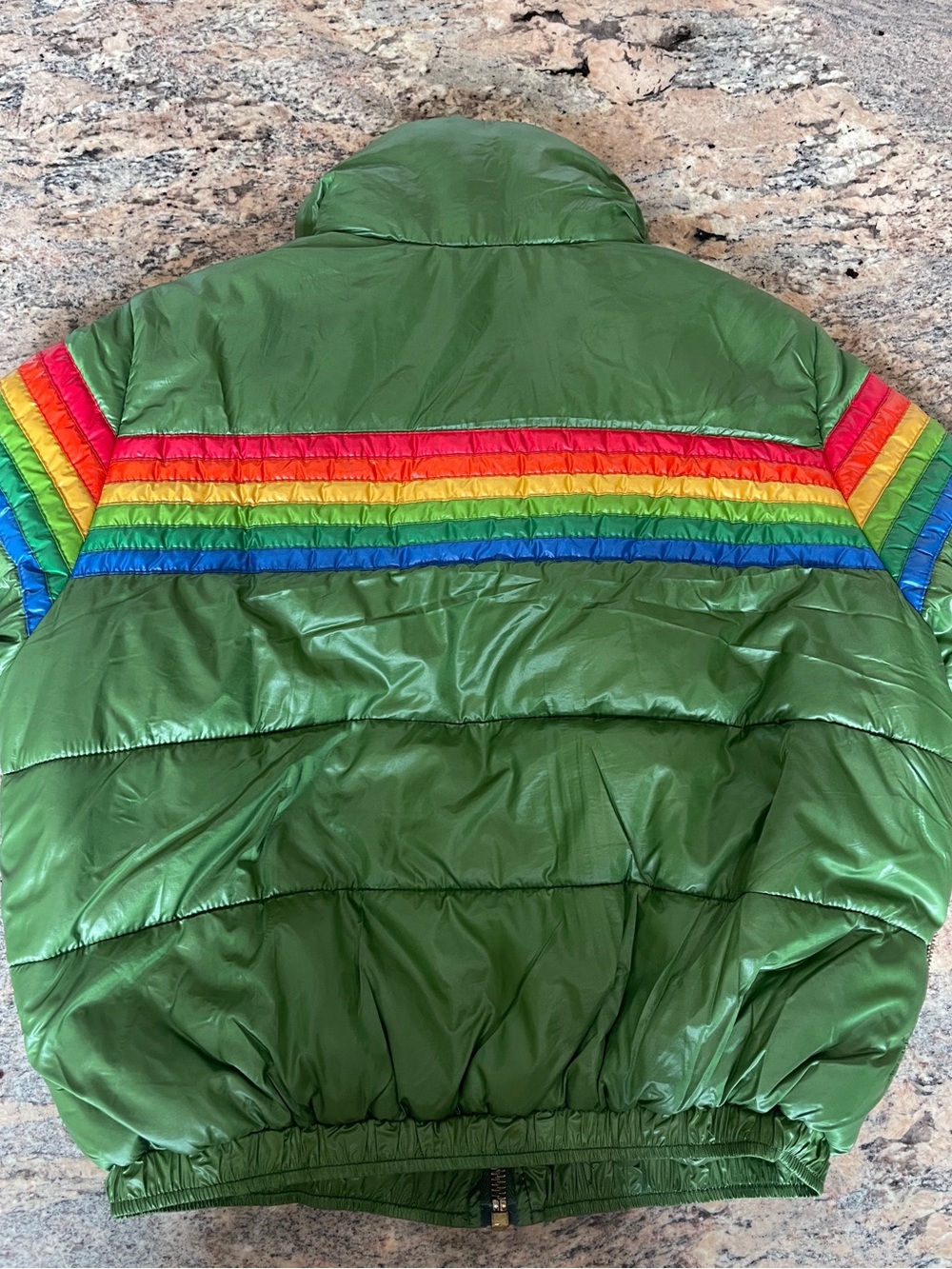 6 STRIPE LUXE APRES PUFFER JACKET GLOSSY GARDEN GREEN - Picture 4 of 4
